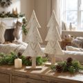 Decoração de feltro para árvore de natal com coração creme bege Alt.35cm 2 unidades | Floristik24.pt