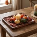 Bandeja decorativa retangular de madeira, envernizada em marrom escuro, 30×25cm | Floristik24.pt