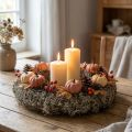 Guirlanda de musgo natural cinza Ø30cm - Guirlanda decorativa para mesa e porta, decoração de outono e Natal. | Floristik24.pt