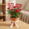 Plugue de flor coração plugue decorativo de madeira vermelho Love 7cm 12pcs | Floristik24.pt