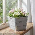 Caixa de flores plantador de madeira shabby chic cinza 19x19x15.5cm | Floristik24.pt