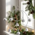 Anel com sinos, decoração do Advento, coroa do anel, decoração de metal para pendurar Branco A22,5cm L21,5cm | Floristik24.pt