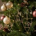 Decorações para árvores de Natal coração metal corações decoração dourada 12 cm 6 unidades | Floristik24.pt