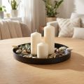Bandeja de metal redonda para velas preta Ø20cm Alt.2,5cm 2 unidades | Floristik24.pt