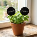 Estacas decorativas de madeira com lousa, redondas, pretas, Ø6cm, C15cm, 12 peças - Decoração criativa para arranjos de flores e presentes. | Floristik24.pt