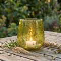 Decoração de vidro com luz de vento vintage amarelo verde Ø12cm Alt.12,5cm | Floristik24.pt