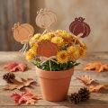 Estacas de madeira em formato de abóbora para flores, com acabamento em laranja e natural, 6,5 x 7 cm, pacote com 12 peças. | Floristik24.pt
