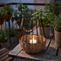 Lanterna com alça e vidro preto natural Ø18cm Alt.22cm | Floristik24.pt