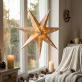 Estrela decorativa, papel, juta, natural, luzes, Ø75cm, Natal | Floristik24.pt
