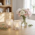 Porta-velas de vidro com estampa floral, Ø8cm A9cm, 2 peças | Floristik24.pt