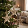 Estrelas de bétula para decoração suspensa estrelas casca de bétula 20cm 4 peças | Floristik24.pt