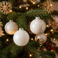 Globo de neve, pingente de árvore, decoração de árvore de Natal, decoração de inverno branco Alt.6,5cm Ø6cm vidro real 24 unidades | Floristik24.pt