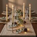 Castiçal para bandeja de velas champanhe metal 37 × 17 × 18cm | Floristik24.pt