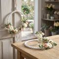 Conjunto de 4 anéis decorativos de madeira estilo Shabby Chic, brancos, Ø19cm, para casamentos, primavera e decoração de portas. | Floristik24.pt