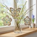 Borboleta para pendurar, pingente de flor de madeira, decoração de primavera com purpurina H11/14,5cm 4uds | Floristik24.pt