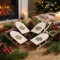 Trenó de Natal em madeira branco/dourado 15,5x6,5x4cm 4 unidades | Floristik24.pt