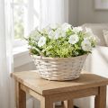 Cesto com alças, cesto de madeira compensada, cesto para plantas, branco, vintage, decorativo, Ø35cm | Floristik24.pt
