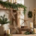 Poinsétia rústica natural de juta estrela 30 cm 4 unidades | Floristik24.pt