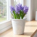 Vaso de plantas com ornamentos, cachepô, recipiente de metal, branco, Ø15,5cm, A14,5cm | Floristik24.pt