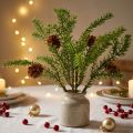 Ramo de pinheiro artificial com pinhas naturais, decoração natalina em juta, 28 cm, conjunto de 4 peças | Floristik24.pt