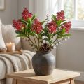 Flores artificiais vermelhas Skimmia japonica Skimmie 45cm 2 unidades | Floristik24.pt