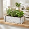 Forma de tijolo, caixa de tijolo, caixa de madeira com ferragens de metal acabamento envelhecido, branco caiado L32cm A9cm | Floristik24.pt