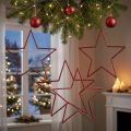 Estrelas grandes vermelhas de Natal com glitter para pendurar, 24 cm, conjunto de 6 | Floristik24.pt