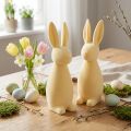 Coelho de Páscoa Decorativo – 2ª Escolha – Flocado Amarelo Claro H29,5cm 2 pcs | Floristik24.pt