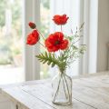 Flor decorativa de jardim de papoula com 3 flores vermelhas C70cm | Floristik24.pt