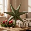 Estrela decorativa feita de papel e juta para pendurar, um enfeite festivo que chama a atenção. | Floristik24.pt