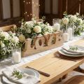 Decoração de mesa em madeira "Amor" feita de salgueiro, acabamento natural, 60x19cm, estilo rústico. | Floristik24.pt