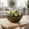 Vaso para plantas com ranhuras oval barco antracite dourado 36cm | Floristik24.pt
