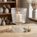 Copo de vidro para lanterna decoração em vidro canelado Ø11,5cm Alt.15cm | Floristik24.pt