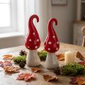 Cogumelo cogumelo decorativo de cerâmica vermelho branco Ø5cm H15.5cm 2pcs | Floristik24.pt