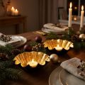 Porta-velas decoração de Natal assadeira preta dourada Ø12cm 2 peças | Floristik24.pt