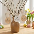 Cabide decorativo de madeira cabeça de coelho ouro branco natural 10,5 cm 8 peças | Floristik24.pt