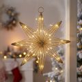 Estrela decorativa de LED feita de arame para pendurar, 20 LEDs, branco quente, para uso interno, 22 cm | Floristik24.pt