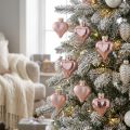 Decoração de árvore coração rosa feita de vidro 3cm 20 unidades | Floristik24.pt