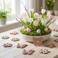 Espalhar decoração madeira flores/borboletas branco/rosa Ø4cm 36p | Floristik24.pt