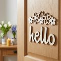 Decoração de madeira flores "Olá" sinal de decoração da natureza com ímã 18/19.5cm 6pcs | Floristik24.pt