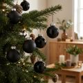 Mini bolas de Natal vidro preto brilhante/fosco Ø2,5cm 22 peças | Floristik24.pt