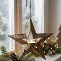 Suporte de luz de chá metal decoração poinsettia bege 22,5 cm | Floristik24.pt