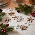 Decoração de estrelas de madeira decoração dispersa natal branco/natural 3,5cm 48 un | Floristik24.pt