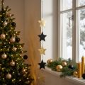Pingente de estrela de decoração de natal ouro preto 5 estrelas 78cm | Floristik24.pt
