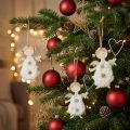 Anjo de natal com coração decorações para árvores de natal madeira 14,5 cm 8 unidades | Floristik24.pt