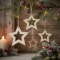 Estrelas de madeira decoração cabide estrela de madeira natural 6/8/10/12cm 16 peças | Floristik24.pt