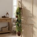 Decoração natalina suspensa com pinhas e eucaliptos, 60 cm de comprimento, estilo casa de campo escandinava. | Floristik24.pt