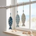 Cabide decorativo de madeira de peixe pendurado decoração azul marítimo 12 cm 9 unidades | Floristik24.pt