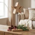 Estrela de madeira natural com base de haste decoração estrela 20x9,5x50cm | Floristik24.pt