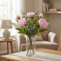 Flores artificiais de peônia rosa com haste longa 70 cm 3 unidades | Floristik24.pt